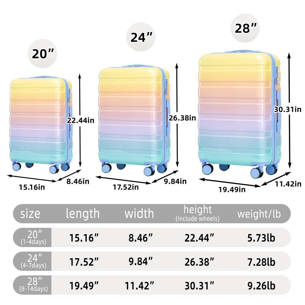 3-Piece PC Spinner Wheel Luggage Set