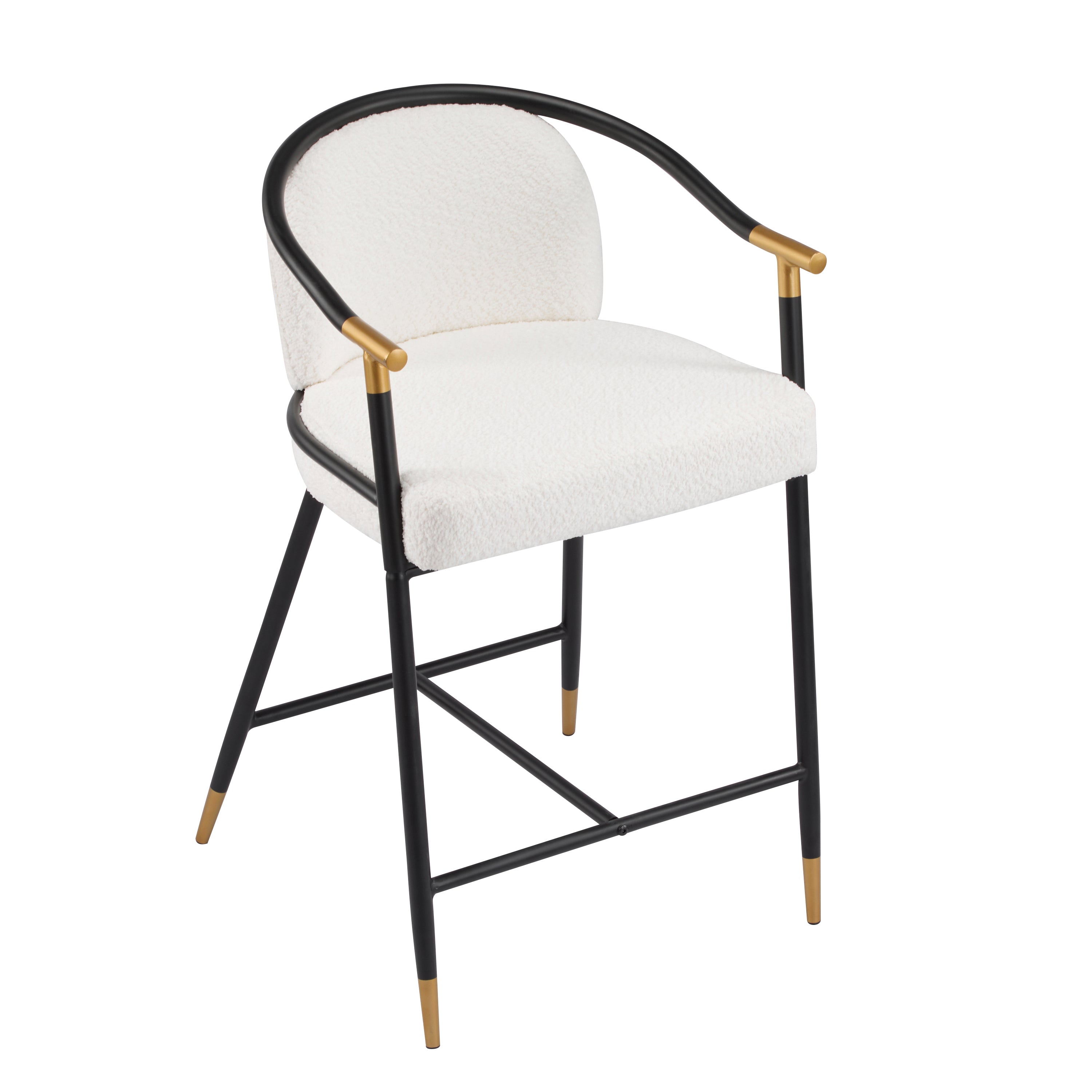 26" H Upholstered Counter Stool with Metal Frame (Set of 2) - Beige