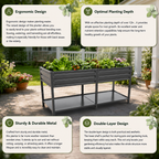 2-Tier Elevated Metal Wicking Garden Bed with Lockable Wheels