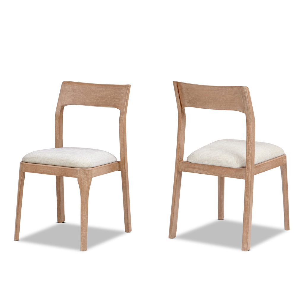 Bryson Upholstered Dining Chair Set of 2, Reclaimed Pine, Brown Chenille