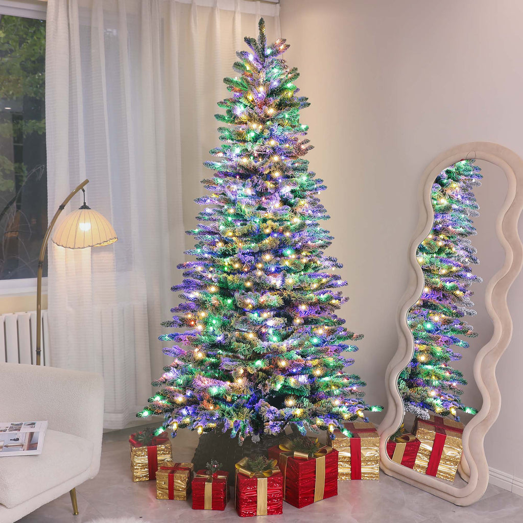 HOMCOM Pre-Lit Mountain Pine Artificial Christmas Tree