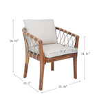 Outdoor Dining Chairs Set for 2, Acacia Wood Frame with Teak Finish
