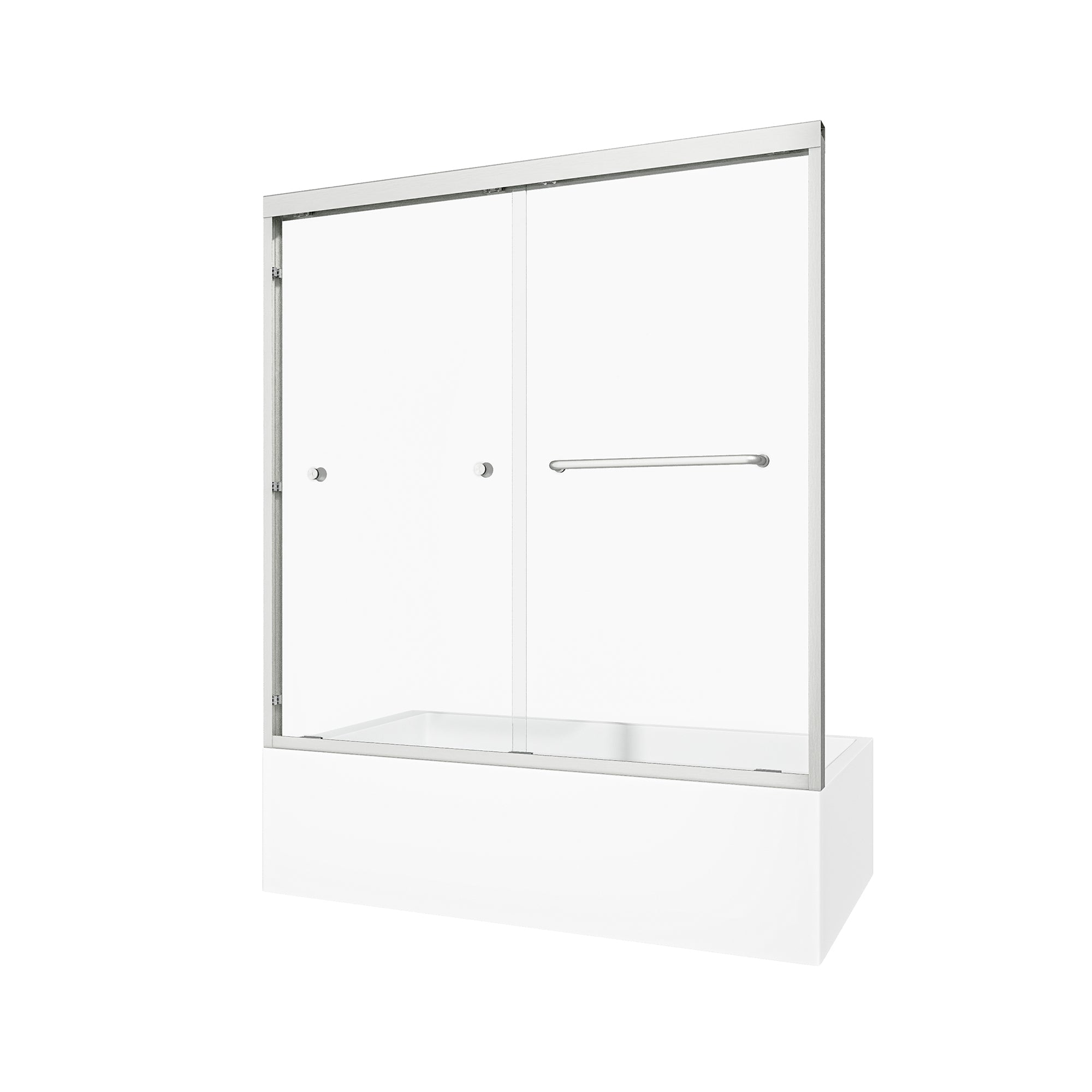Brushed Nickel Reversible Installation Double Bypass Sliding Shower Door