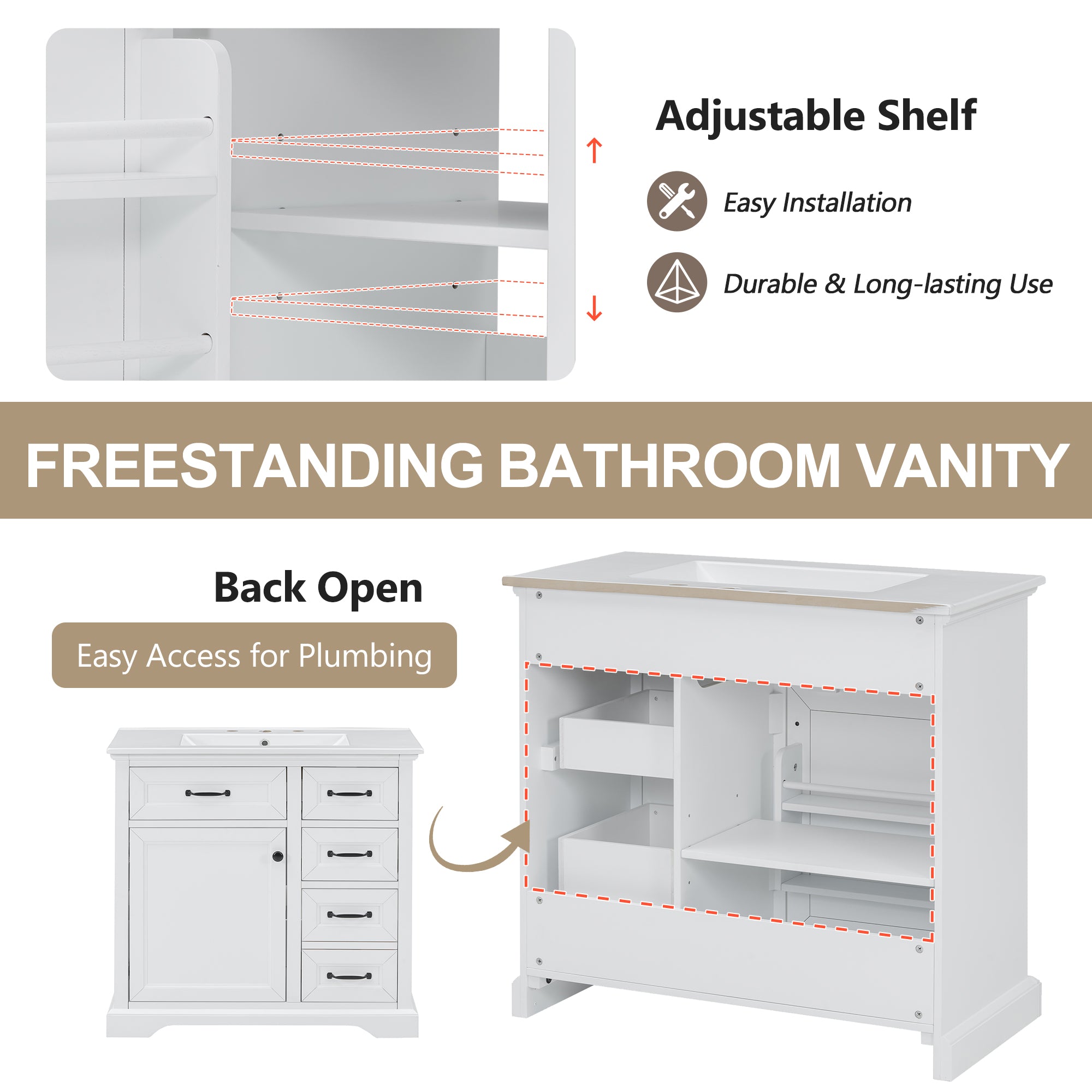 36" Bathroom Vanity with Sink