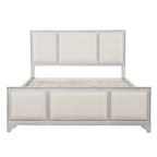 Queen Size Wooden Bed Frame with Upholstered Headboard