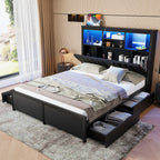 King Bed Frame with High Storage Headboard