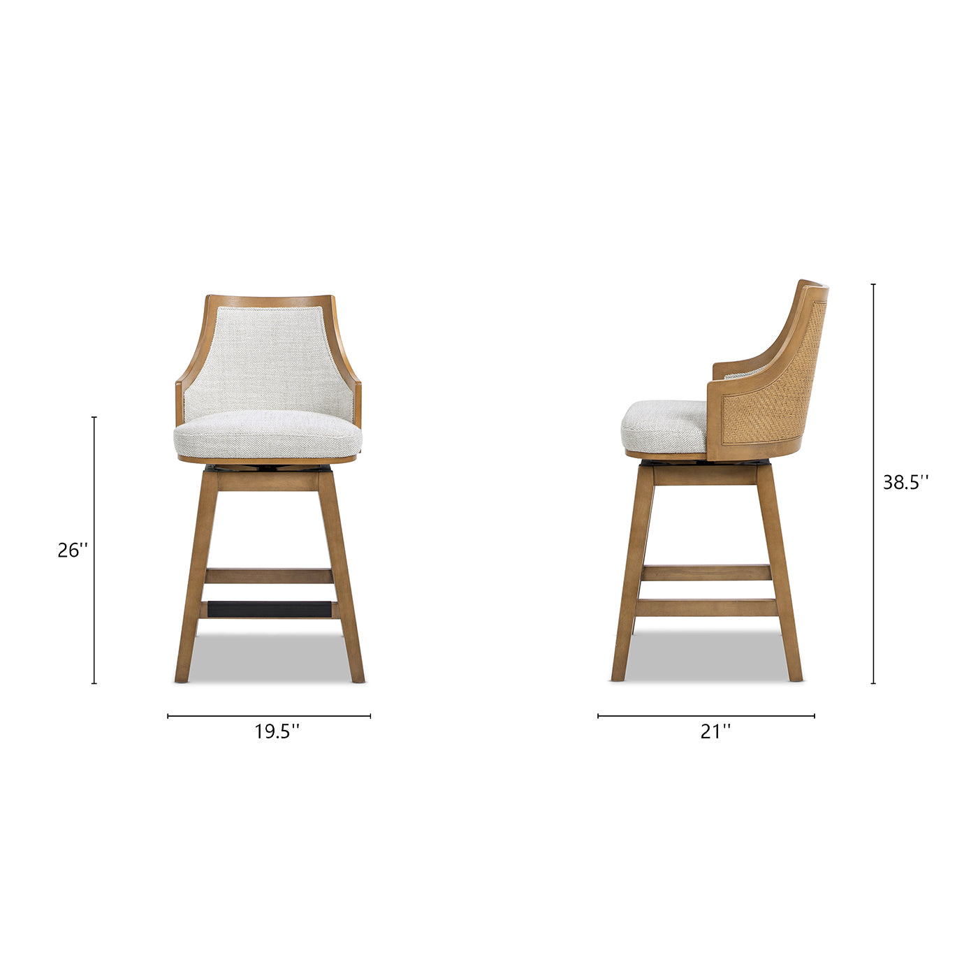 Bahama 26" Cane Rattan High-Back Swivel Counter Stool