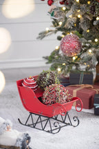 14.5x10x11"H Iron Red/Black Sleigh Small Christmas Decoration