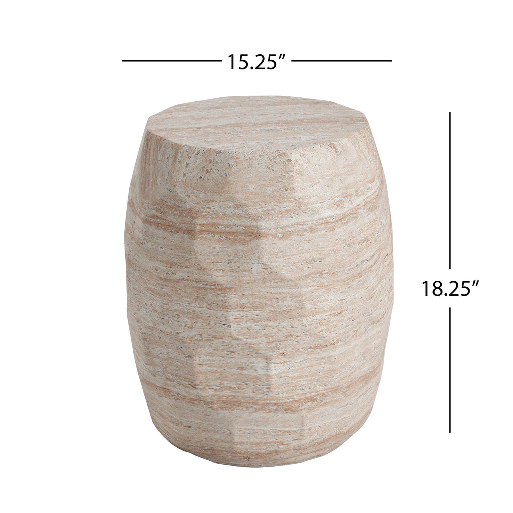 Outdoor/Indoor Lightweight Concrete Side Table - Travertine Finish