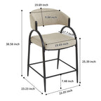 25" Seat Height Modern Fabric Bar Stools with Back