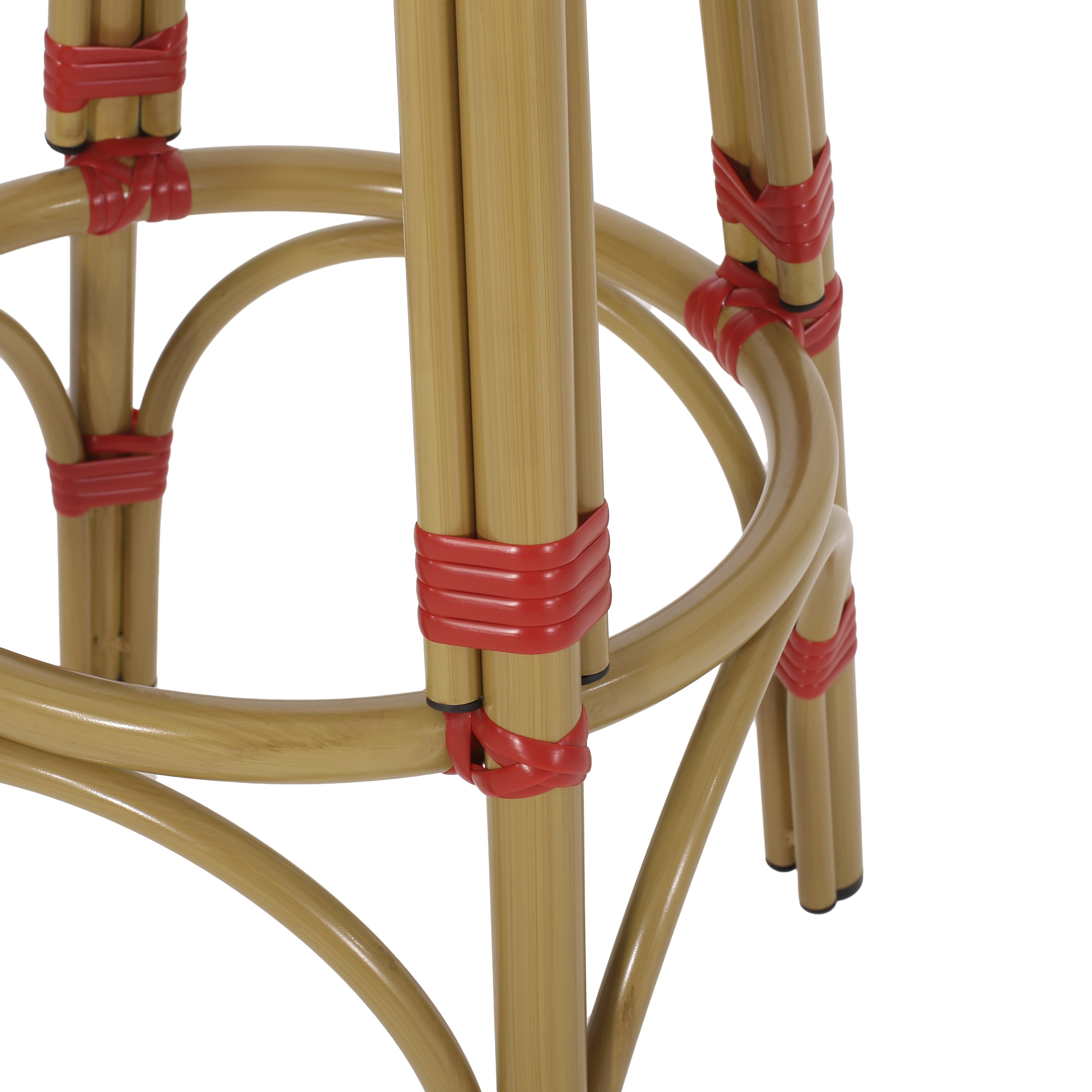 Outdoor PE Rattan and Aluminum French Backless Barstools, Set of 2