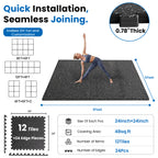 0.79 Inch Thick Gym Floor Mats, 12 Tiles