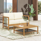 2-Piece Acacia Wood Outdoor Loveseat Set