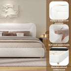 Minimalist Curved Headboard Teddy Bear Plush Bed, Queen