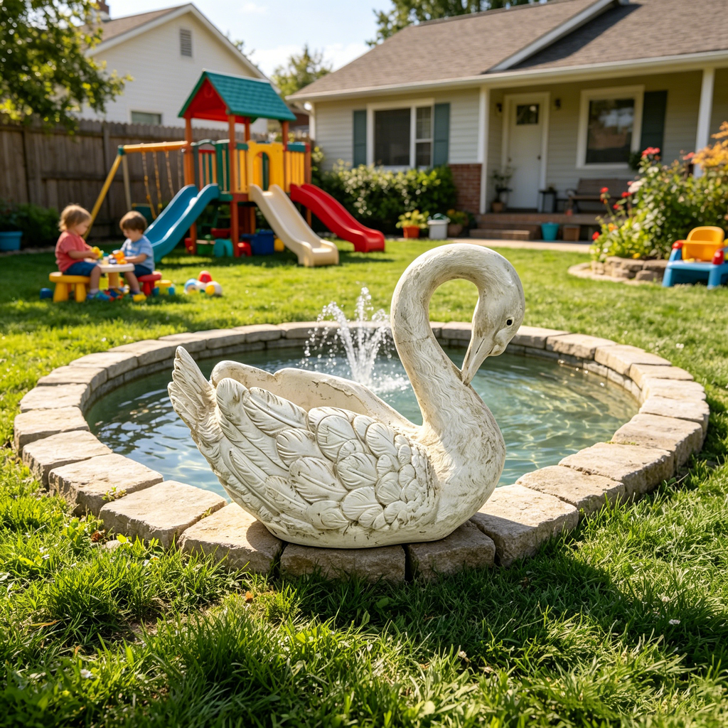 12.8-Inch Tall Vintage Swan Planter Statue