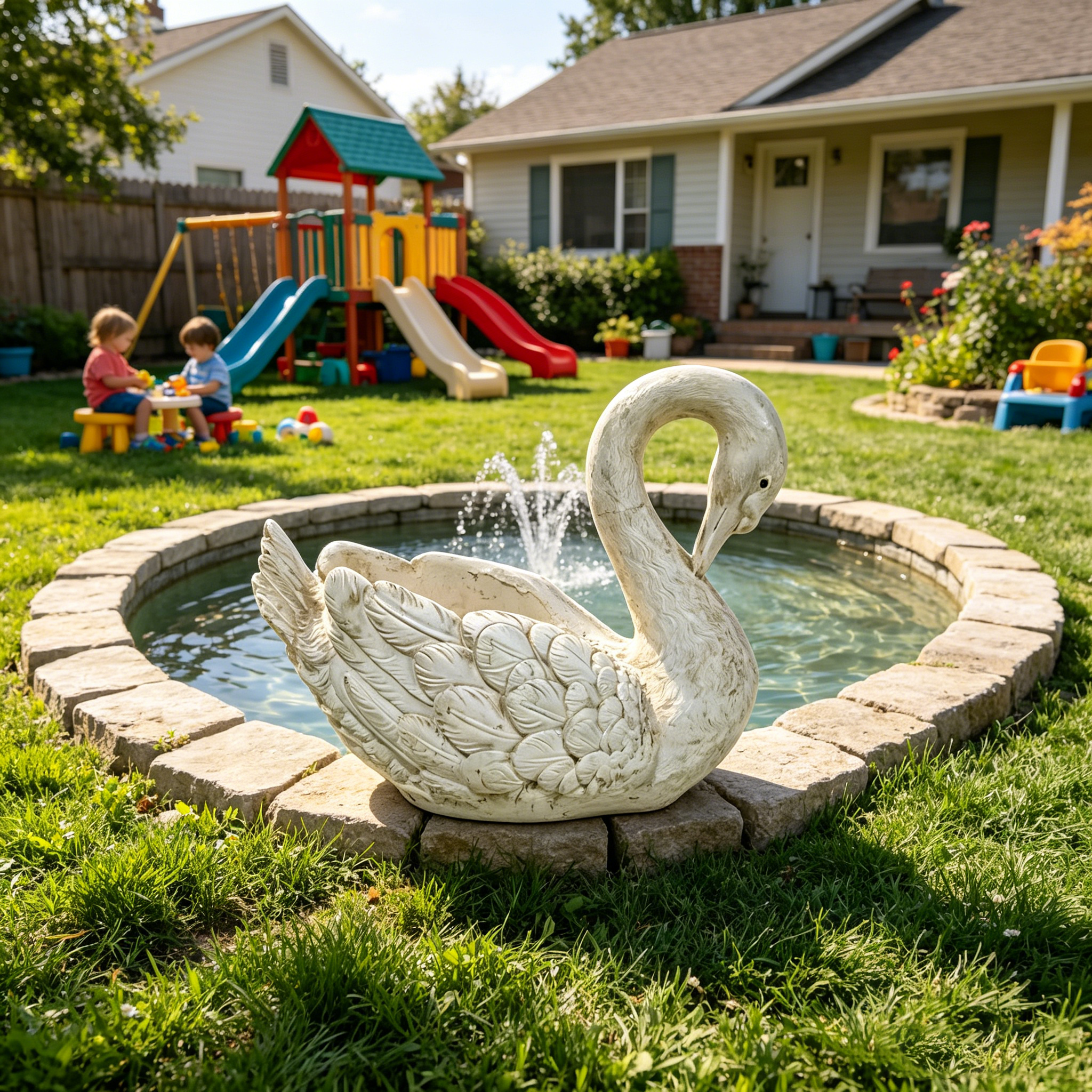 12.8-Inch Tall Vintage Swan Planter Statue