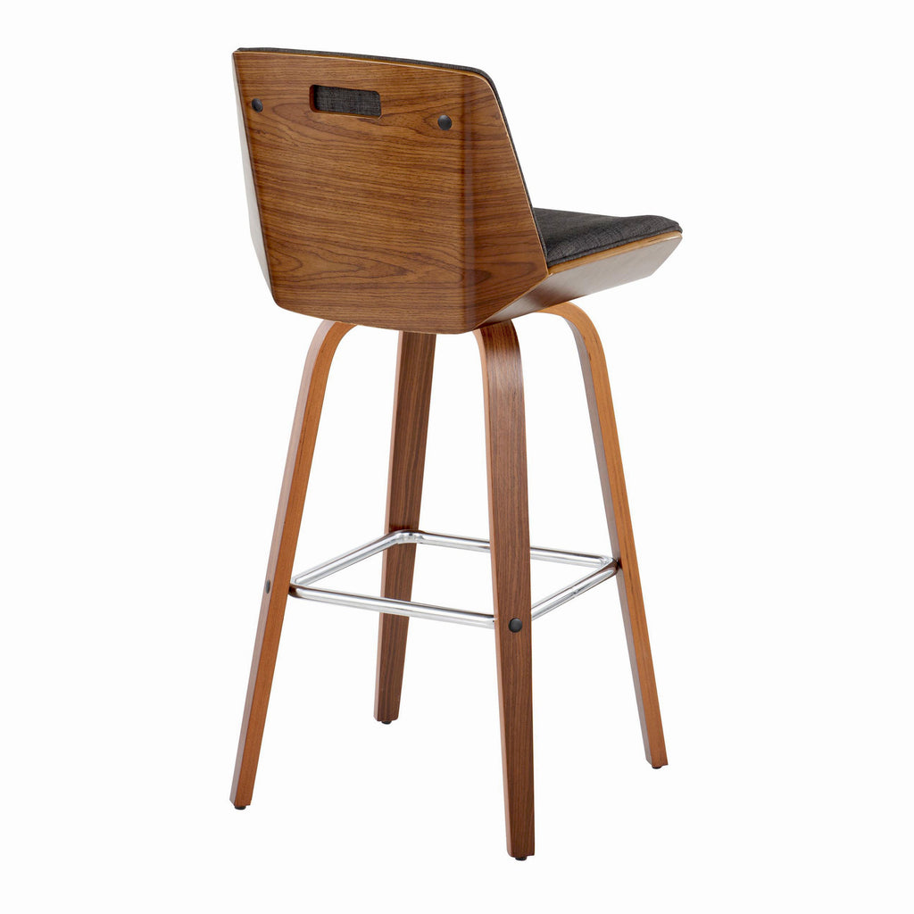 30" Mid-Century Modern Fixed-Height Barstool with Swivel