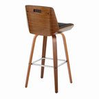 30" Mid-Century Modern Fixed-Height Barstool with Swivel