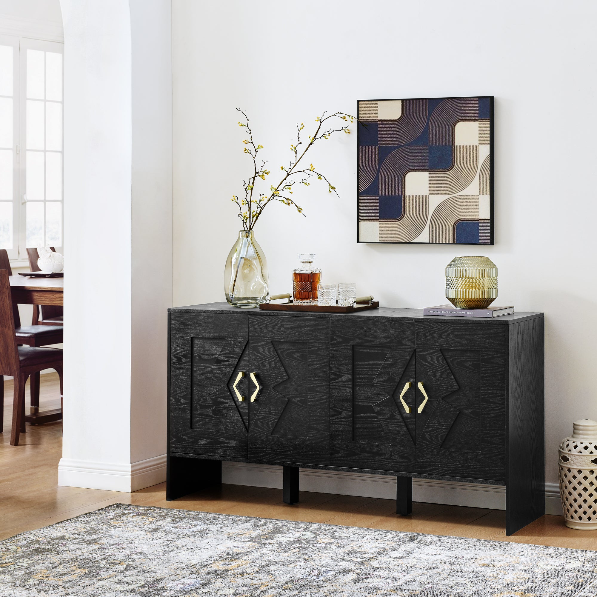60" Mid Century Modern Sideboard Buffet Cabinet