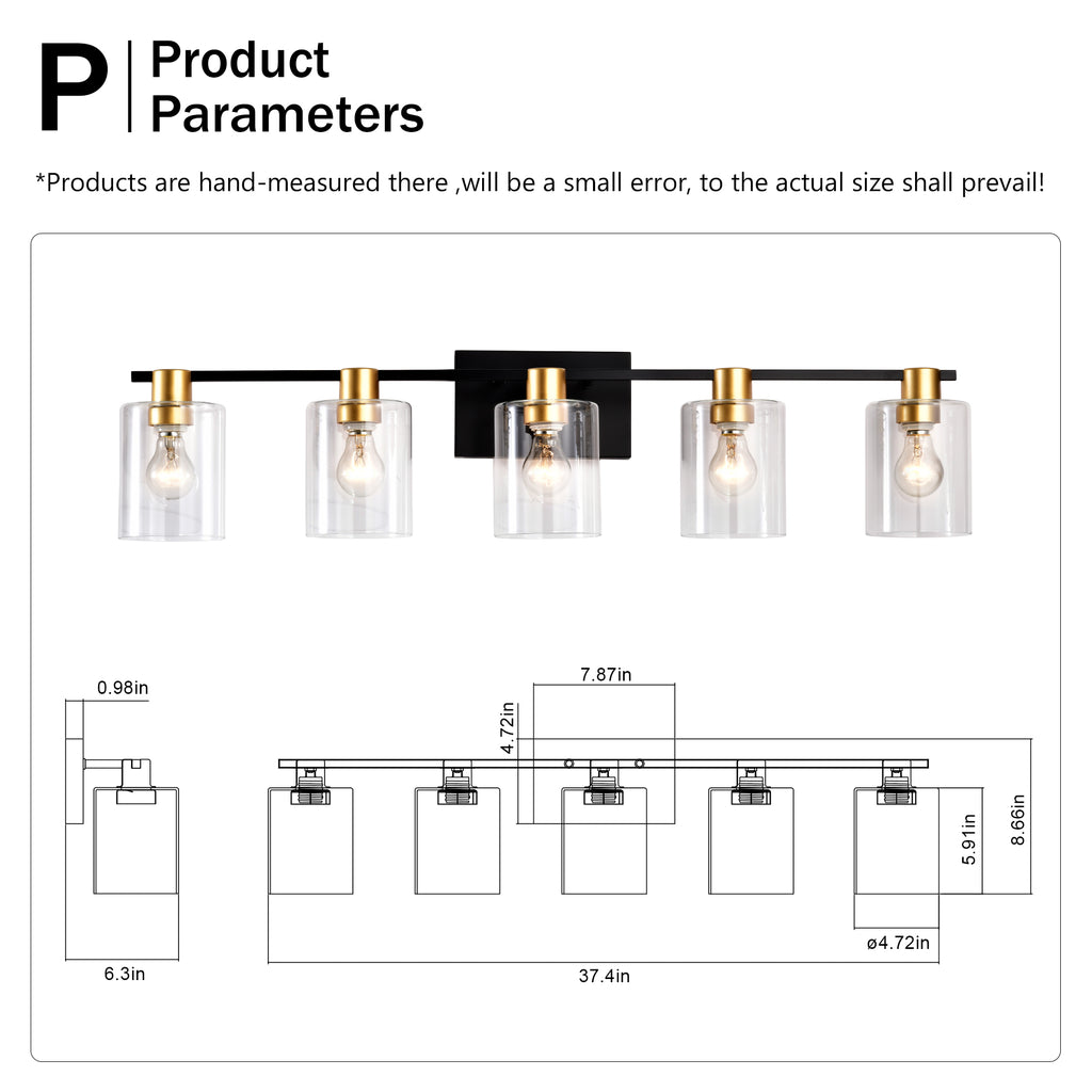 5-Light Matte Bathroom Lighting