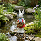 Whimsical Hand-Painted Garden Rabbit Statue
