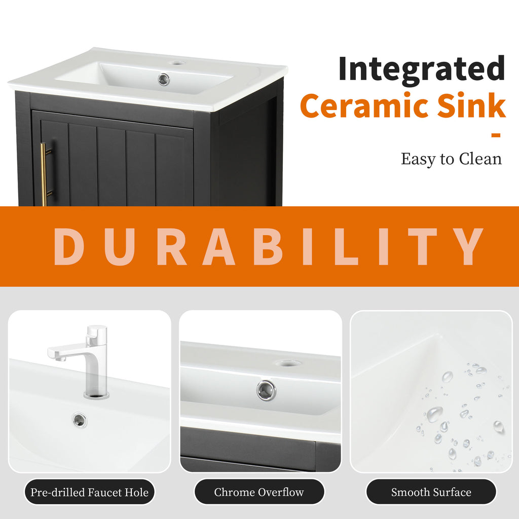 20" Bathroom Vanity with Sink - Black Cabinet