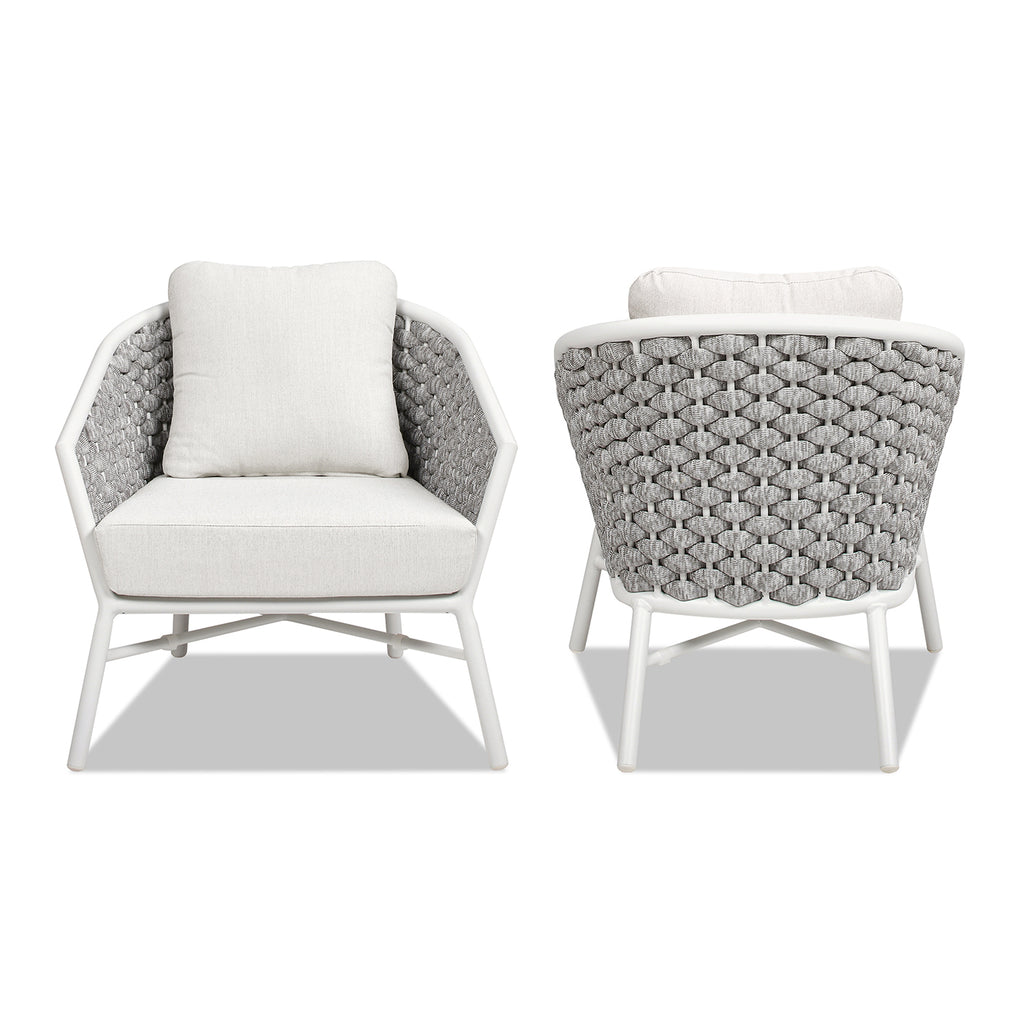 Rowan 30.5" Rope Barrel Back Patio Accent Arm Chair, Set of 2