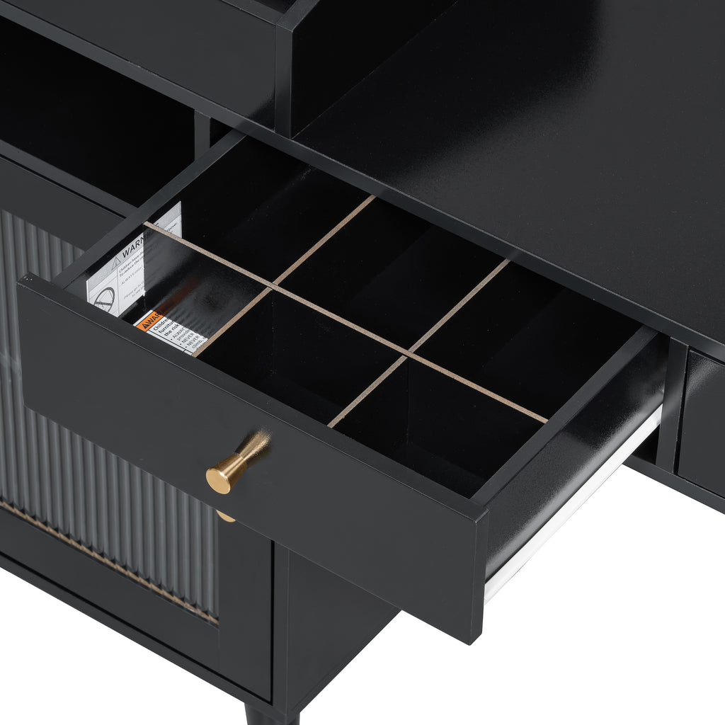 Modern Makeup Vanity Desk with Drawers, Cabinet & Charging Port