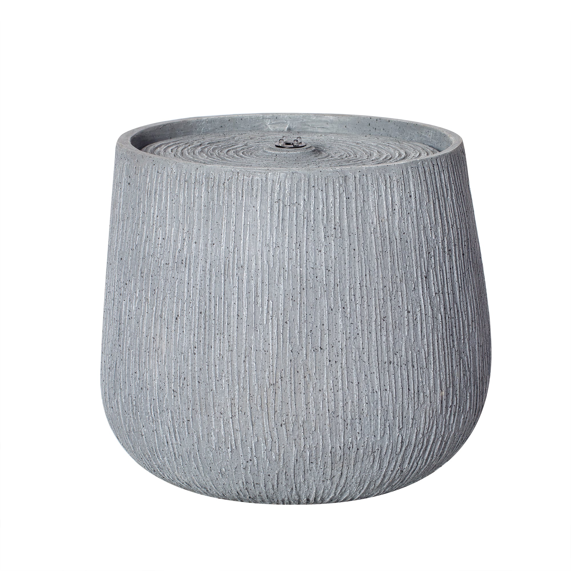 12.99"H Gray Bowl-Shaped Outdoor Fountain with LED Light
