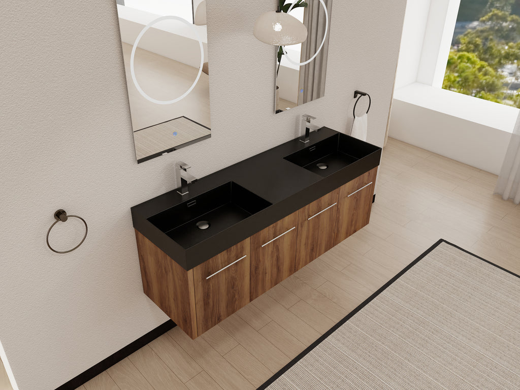 60 Inch Wall-Mounted Bathroom Vanity with Sink