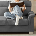 82" Modern Compressed Snowfleece Fabric 3-Seater Sofa