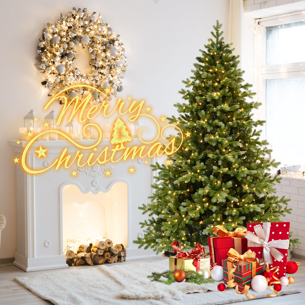 7-Foot Dual-Tone PE & PVC Artificial Christmas Tree, 800 Warm White LED Lights