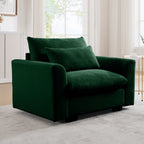 Green Corduroy Deep Seat Single Sofa Accent Chair