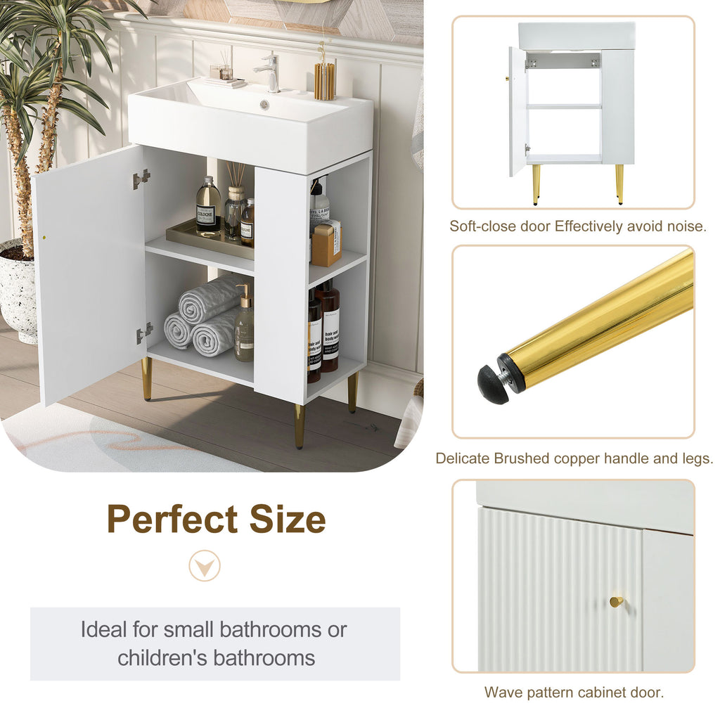 21.6" White Right Side Storage Bathroom Vanity