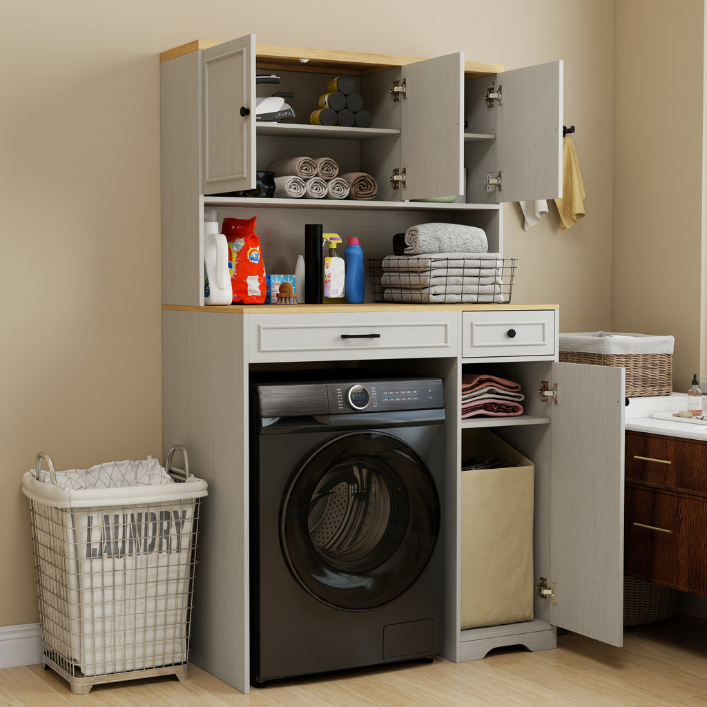 Over the Washer, Dryer and Robot Vacuum Storage Cabinet