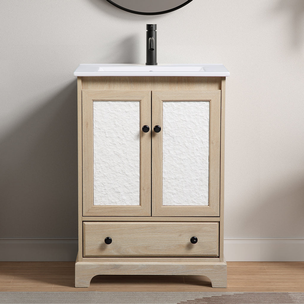 Modern Bathroom Vanity with Ceramic Basin and Drawer