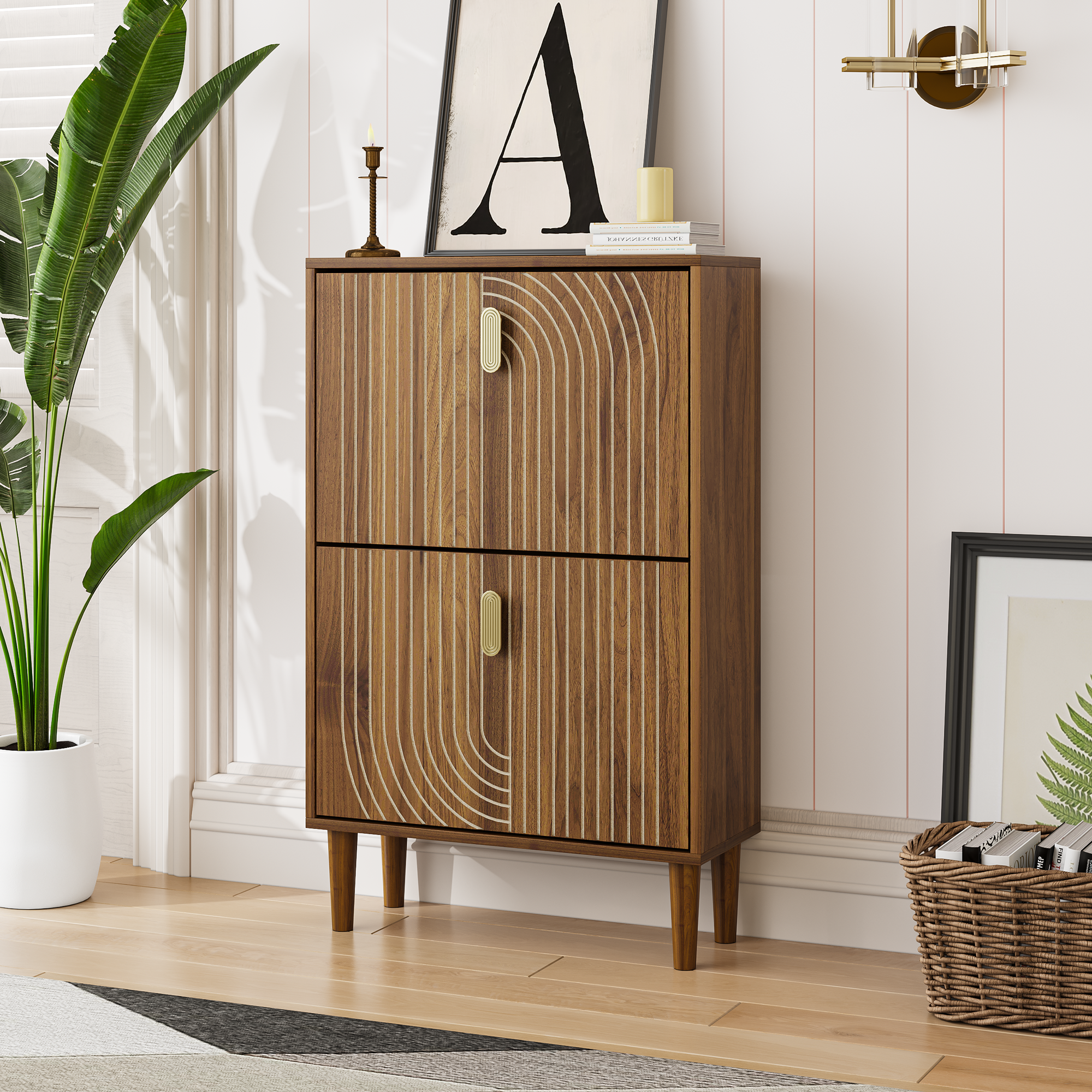 Shoe Storage Cabinet with 2 Flip Drawers