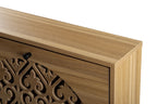 Japandi Narrow Shoe Cabinet with Carved Floral Pattern