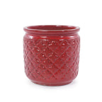 Handmade Ceramic Planter Set of 3 in Burgundy Diamond-Pattern