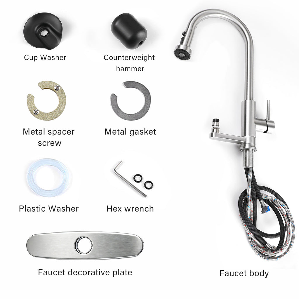 3-in-1 Kitchen Faucet with Press-Type Glass Rinser