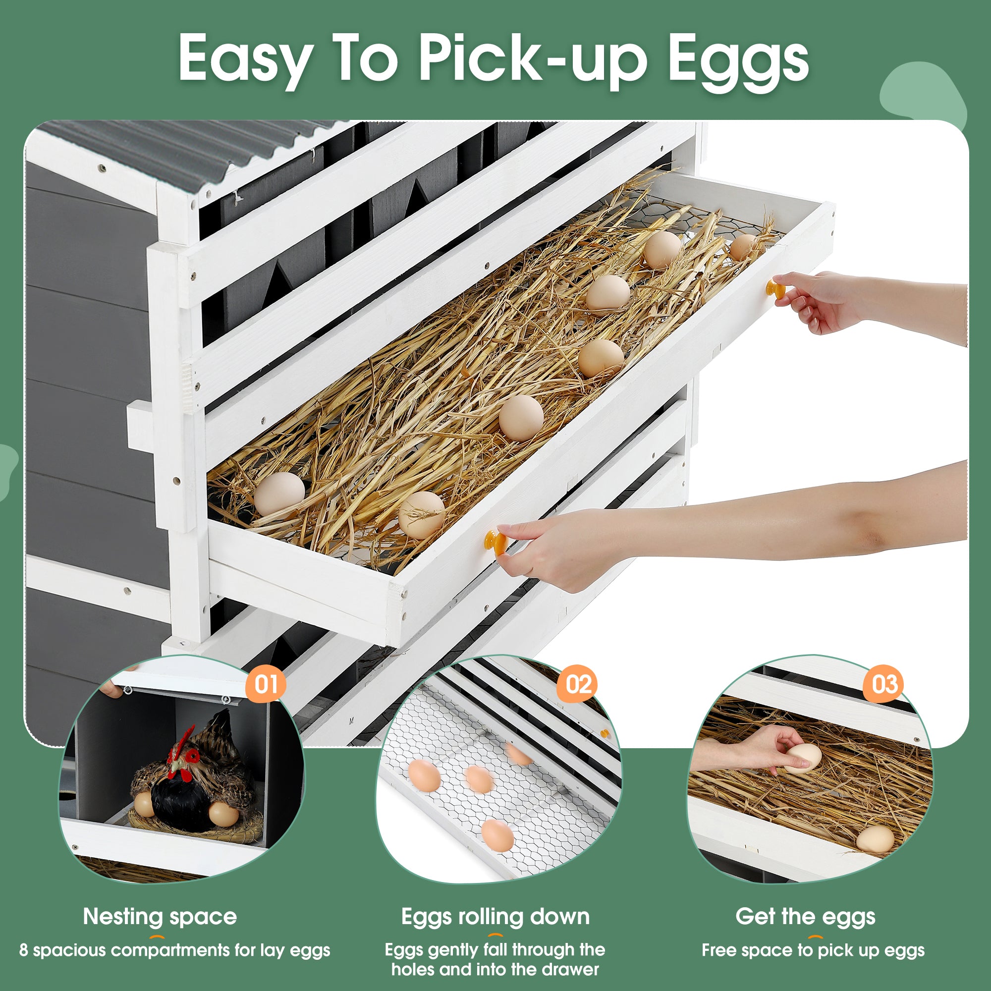 Wooden Chicken Nesting Box with 8 Compartments