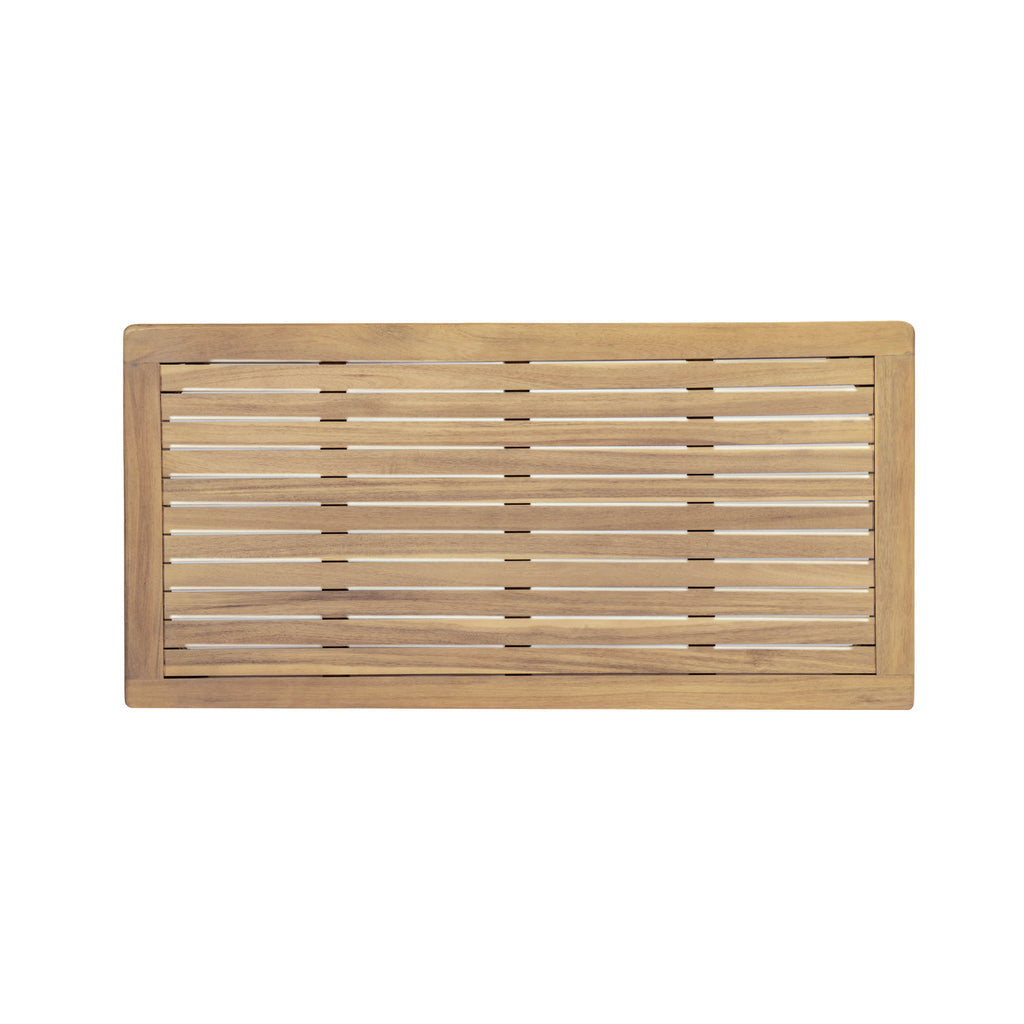 Outdoor Acacia Wood Loveseat with Coffee Table, Light Teak Frame