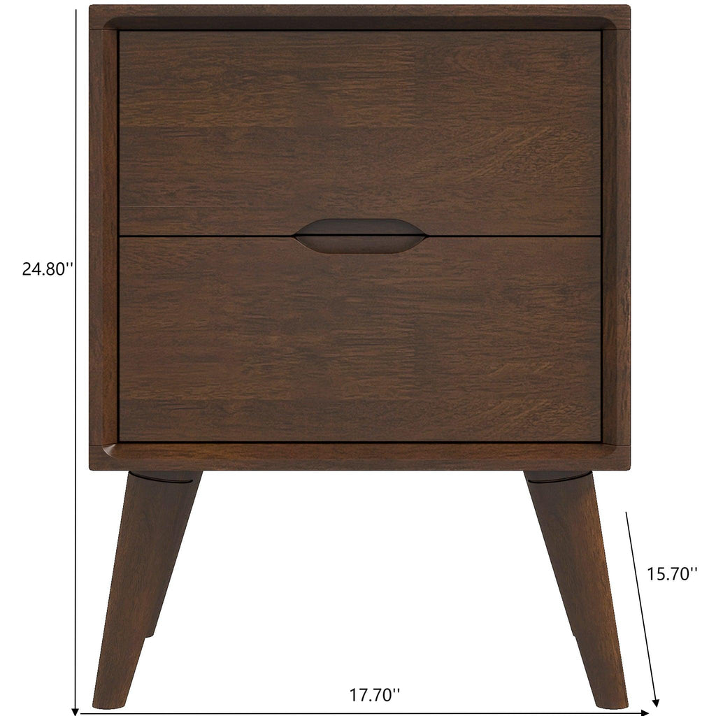 Alexandra Mid-Century Modern Night Stand with 2 Drawers