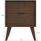 Alexandra Mid-Century Modern Night Stand with 2 Drawers