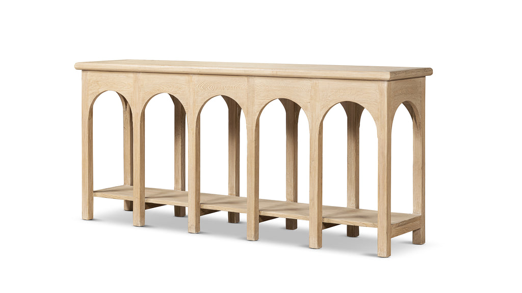 Solace Solid Reclaimed Elm Console Table, 78.5-Inch, Light Natural Brown