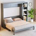 Queen Size Murphy Bed with Desk and Bookshelf