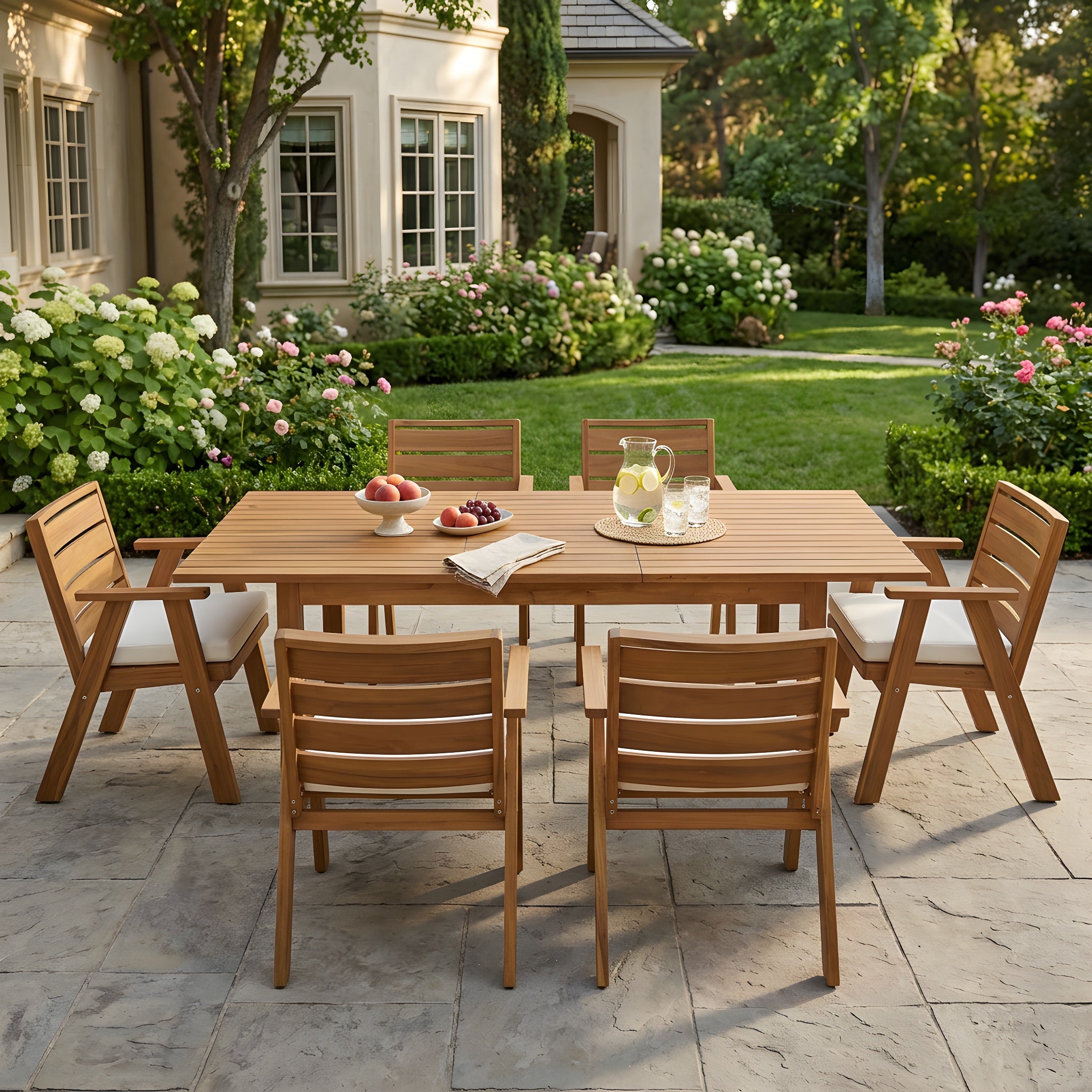 7 Pieces Acacia Wood Outdoor Dining Set
