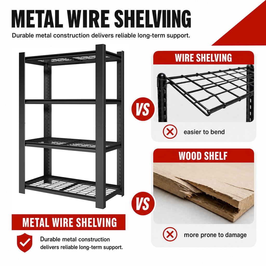 60"H 4-Tier Adjustable Heavy Duty Shelving Rack