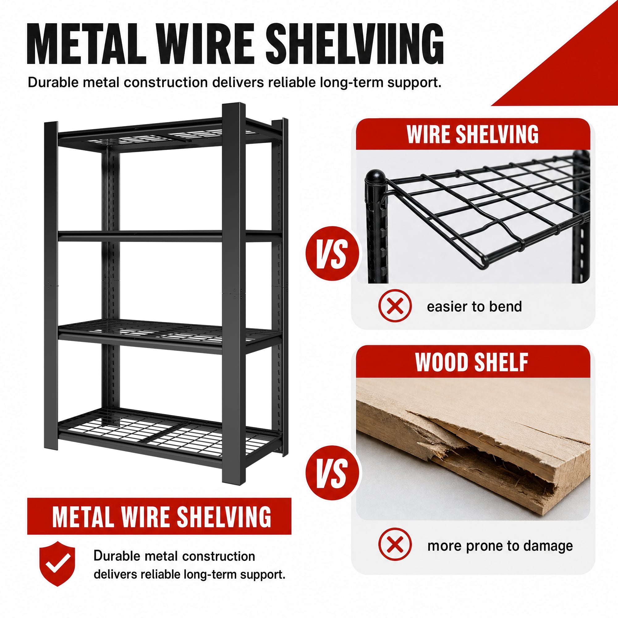 60"H 4-Tier Adjustable Heavy Duty Shelving Rack