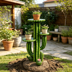 32" Resin Saguaro Cactus Plant Stand with 3 Display Shelves